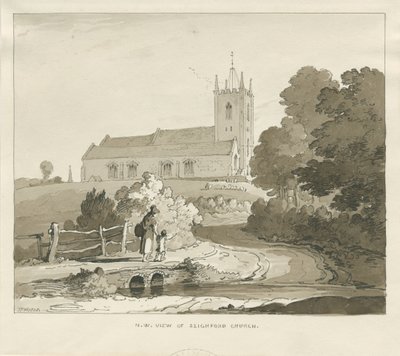 Seighford Church: seepiapesupiirros tekijältä Thomas Peploe Wood