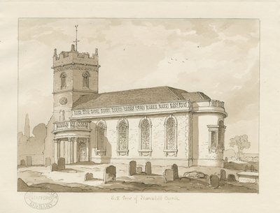 Shareshill Church: seepiapiirros, 1837 tekijältä Thomas Peploe Wood
