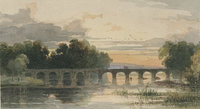 Shugborough Bridge: akvarellimaalaus, nd [1800-luku] tekijältä Thomas Peploe Wood
