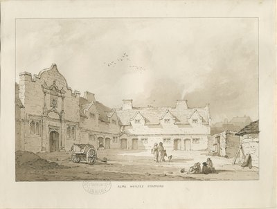 Stafford - Alms Houses: seepiapiirros, nd [1837] (piirustus) tekijältä Thomas Peploe Wood