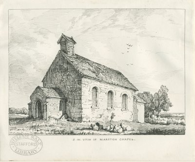 Stafford - Marston Chapel: kynä- ja mustepiirustus tekijältä Thomas Peploe Wood