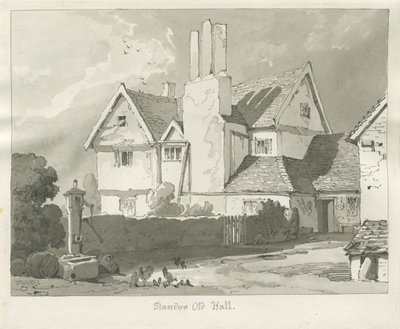 Standon Hall: seepiapiirustus tekijältä Thomas Peploe Wood