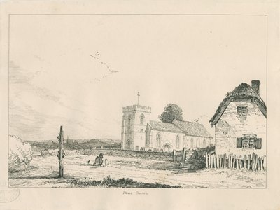 Stowe Church: kynä- ja mustepiirustus tekijältä Thomas Peploe Wood