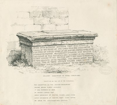 Tixall Church Yard - Pöytähauta: tussipiirros. tekijältä Thomas Peploe Wood
