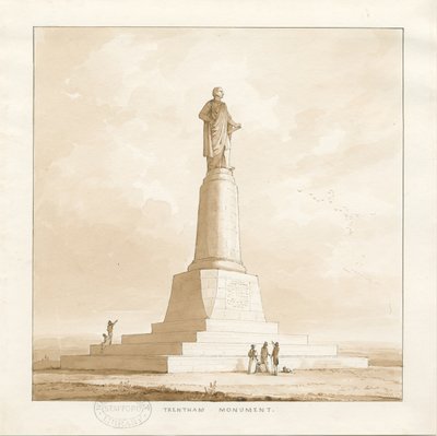 Trentham - Sutherlandin herttuan muistomerkki: kynä- ja pesupiirustus, 1838 tekijältä Thomas Peploe Wood
