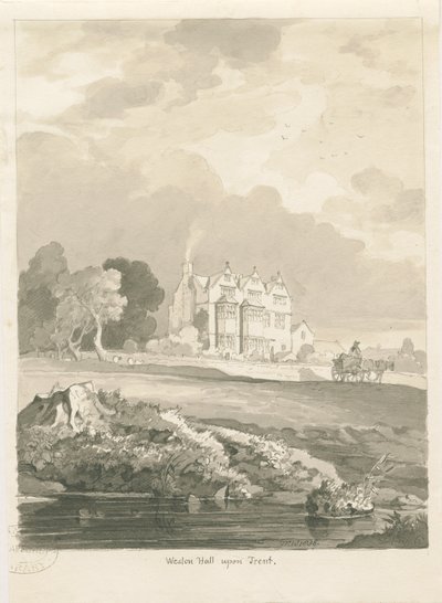 Weston-on-Trent - Hall: seepiapiirros tekijältä Thomas Peploe Wood