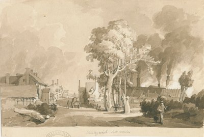 Weston-on-Trent - Shirleywichin suolatehdas: seepiapesupiirustus, 1838 tekijältä Thomas Peploe Wood