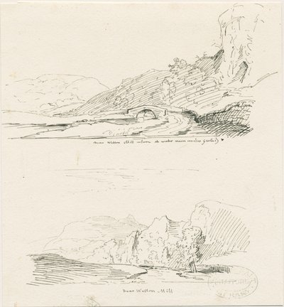 Wetton Mill: kynä- ja mustepiirustus, nd [1817-1845] tekijältä Thomas Peploe Wood