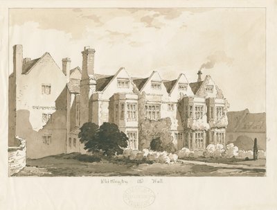 Whittington Hall: kynä- ja pesupiirustus, 1836 tekijältä Thomas Peploe Wood