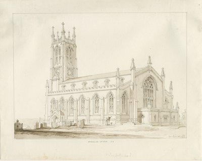 Wordsley Church: seepiapiirustus tekijältä Thomas Peploe Wood