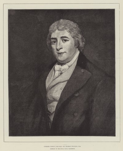 Charles Dibdin (1745-1814), muotokuva kuninkaallisen laivaston näyttelyssä tekijältä Thomas Phillips