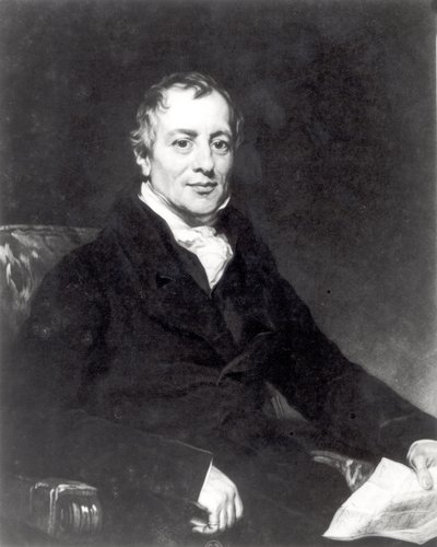 Thomas Hodgettsin kaivertama David Ricardon (1772-1823) muotokuva tekijältä Thomas Phillips