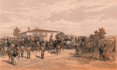 Lordi Raglanin hautauskorteesi lähtee päämajasta, 1856 tekijältä Thomas Picken