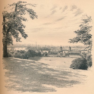 "Greenwich Palace From Observatory Hill", 1902 tekijältä Thomas Robert Way