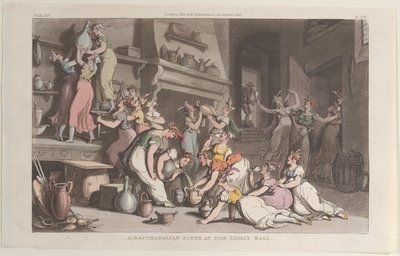Bakkanaalinen kohtaus Don Luigin ballissa Napolista ja Campagna Felicesta: vuonna..., 1. kesäkuuta 1815. tekijältä Thomas Rowlandson