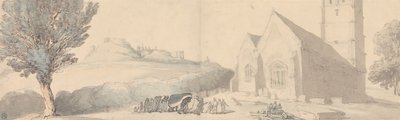 Hautajaiset Carisbrookessa, Isle of Wightilla tekijältä Thomas Rowlandson