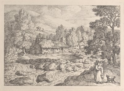 Vesiputous Cornwallissa, teoksesta ”Views in Cornwall” tekijältä Thomas Rowlandson