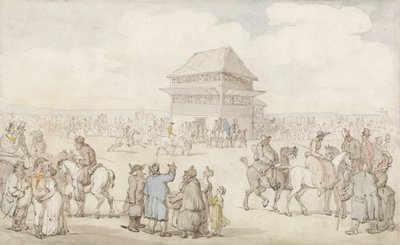 A Crowded Race Meeting, n. 1805-1810 (kynä ja muste ja w/c paperilla) tekijältä Thomas Rowlandson