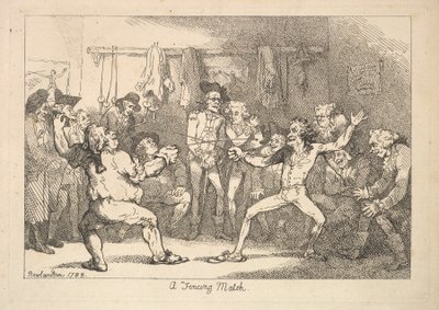 Miekkailu, 1788. tekijältä Thomas Rowlandson