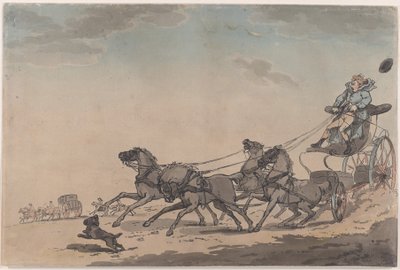A Four-in-Hand tai The Runaway Carriage, 1791-93., 1791-93. tekijältä Thomas Rowlandson