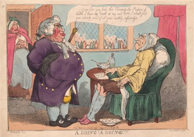 A Going, A Going!!, pubi. 1813 (käsinvärinen kaiverrus) tekijältä Thomas Rowlandson