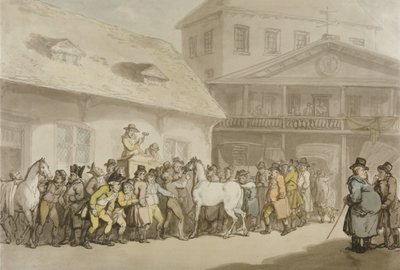 Hevosmyynti Hopkinsin varastossa, Barbicanissa tekijältä Thomas Rowlandson
