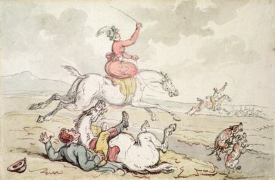 Metsästystapahtuma (kynä ja muste ja akvarelli paperille) tekijältä Thomas Rowlandson