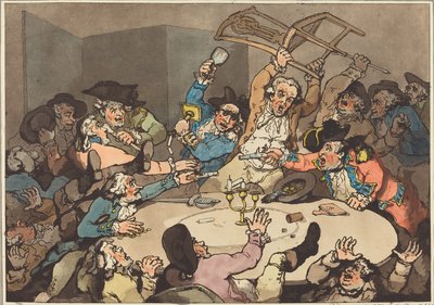 A Kick-up at a Hazard Table, julkaistu 1787. tekijältä Thomas Rowlandson