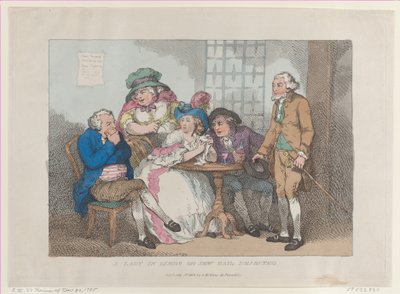 Lady in Limbo, or Jew Bail Rejected, [30. marraskuuta..., [30. marraskuuta 1785], julkaistu uudelleen 1. heinäkuuta 1802. tekijältä Thomas Rowlandson
