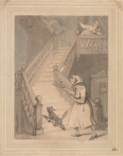 Naimaton täti, joka haistaa tulen tekijältä Thomas Rowlandson