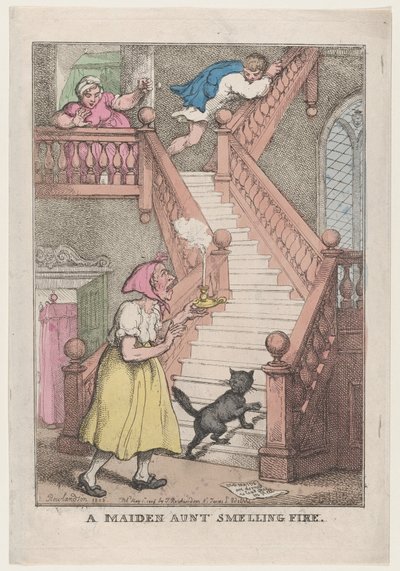 Tulelta haiseva neitotäti, 4. toukokuuta 1806, 4. toukokuuta 1806. tekijältä Thomas Rowlandson