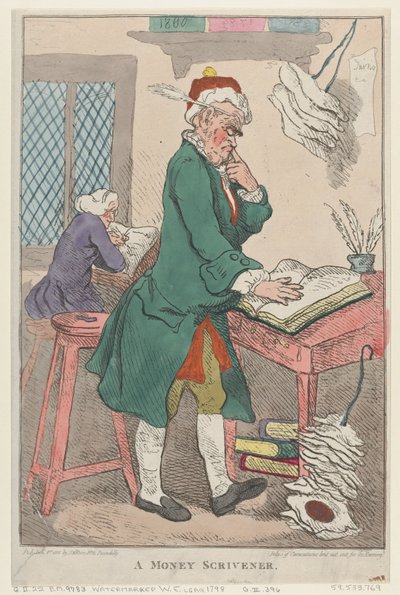 A Money Scrivener, 1. tammikuuta 1801, 1. tammikuuta 1801. tekijältä Thomas Rowlandson