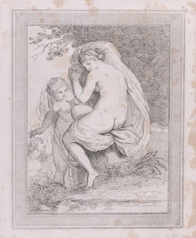 Itseään kuivaava nymfi, 1790-99, 1790-99. tekijältä Thomas Rowlandson
