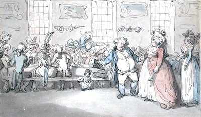 Julkinen aamiainen (tussi ja tussi ja akvarelli paperille) tekijältä Thomas Rowlandson