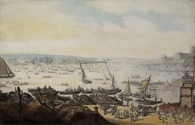 Regatta Thamesilla Westminsterin alla, tekijältä Thomas Rowlandson