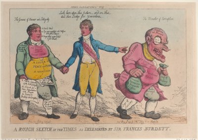 A Rough Sketch of the Times, jonka Sir Francis Burdett on hylännyt, ..., [9. toukokuuta 1810], julkaistu uudelleen 1819. tekijältä Thomas Rowlandson