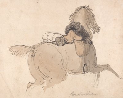 Satuloitu ratsuväen hevonen tekijältä Thomas Rowlandson