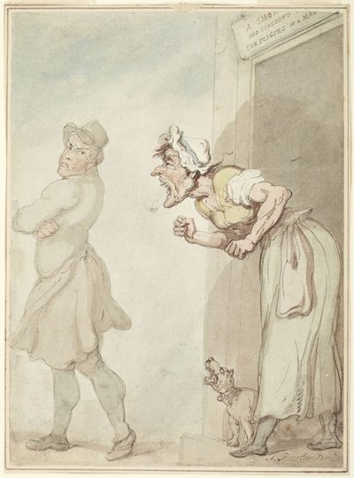 Savustava savupiippu ja moittiva vaimo: ihmisen vitsaukset tekijältä Thomas Rowlandson