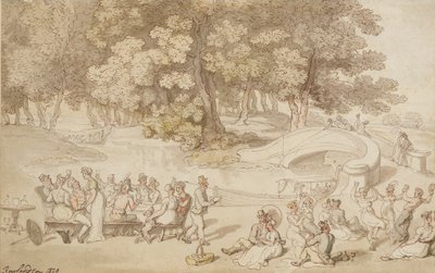 Sosiaalinen loma, 1820 (kynä ja muste pesulla paperille) tekijältä Thomas Rowlandson
