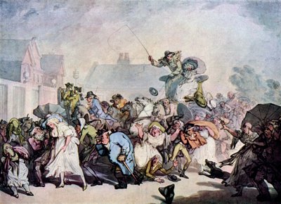 Myrsky Hyde Parkissa, 1791, 1929 tekijältä Thomas Rowlandson