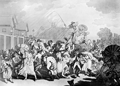 Äkillinen myrsky Hyde Parkissa, c1791. tekijältä Thomas Rowlandson