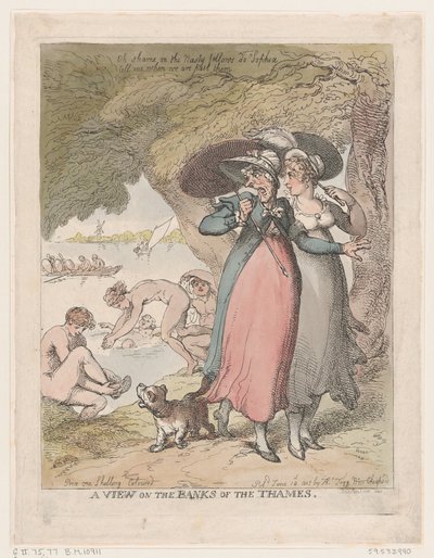 Näkymä Thames-joen rannalla, 18. kesäkuuta 1807, 18. kesäkuuta 1807. tekijältä Thomas Rowlandson