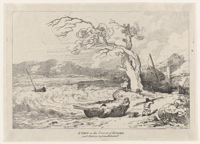 Näkymä Sussexin rannikolle, 1. lokakuuta 1785, 1. lokakuuta 1785. tekijältä Thomas Rowlandson