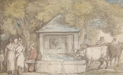Kylän suihkulähde tekijältä Thomas Rowlandson
