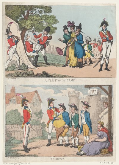 Vierailu leirille ja värvätyt, 1811, 1811. tekijältä Thomas Rowlandson