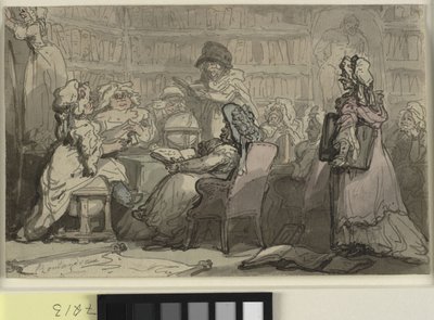 Bluestocking-klubin kokous kirjastossa tekijältä Thomas Rowlandson