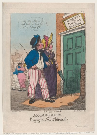 Majoitus tai vuokra-asunto Portsmouthissa!!, 30. kesäkuuta 1808, 30. kesäkuuta 1808. tekijältä Thomas Rowlandson
