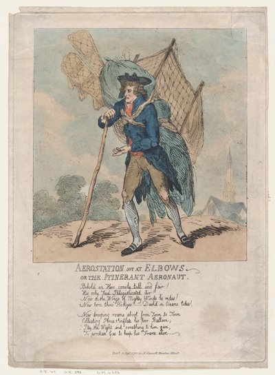Aerostation out at Elbows, or The Itinerant Aeronaut, 5.9.1785., 5.9.1785. tekijältä Thomas Rowlandson