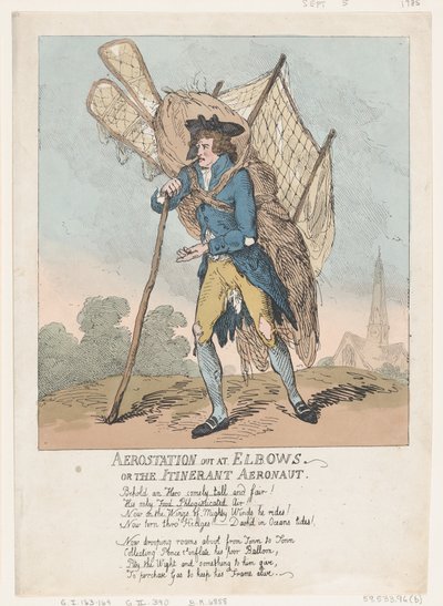 Aerostation out at Elbows, or The Itinerant Aeronaut, 5.9.1785., 5.9.1785. tekijältä Thomas Rowlandson