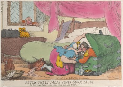 Makean lihan jälkeen hapan kastike, eli korpraali Casey joutui väärään laatikkoon, ..., 30. marraskuuta 1810. tekijältä Thomas Rowlandson